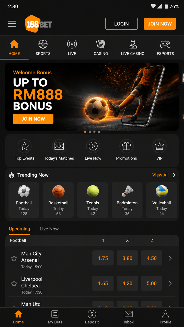 Aplikasi 188BET screenshot 1