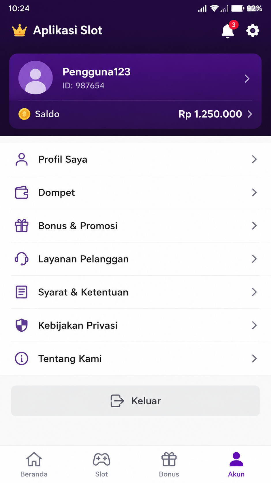 Aplikasi Slot screenshot 3