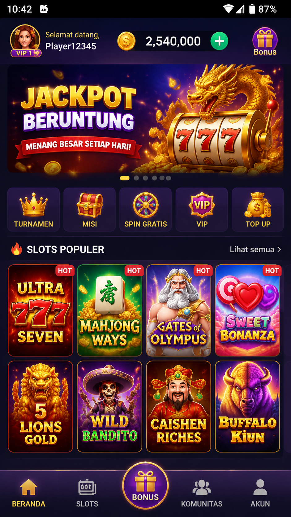Jackpot Beruntung: Slot Kasino screenshot 1