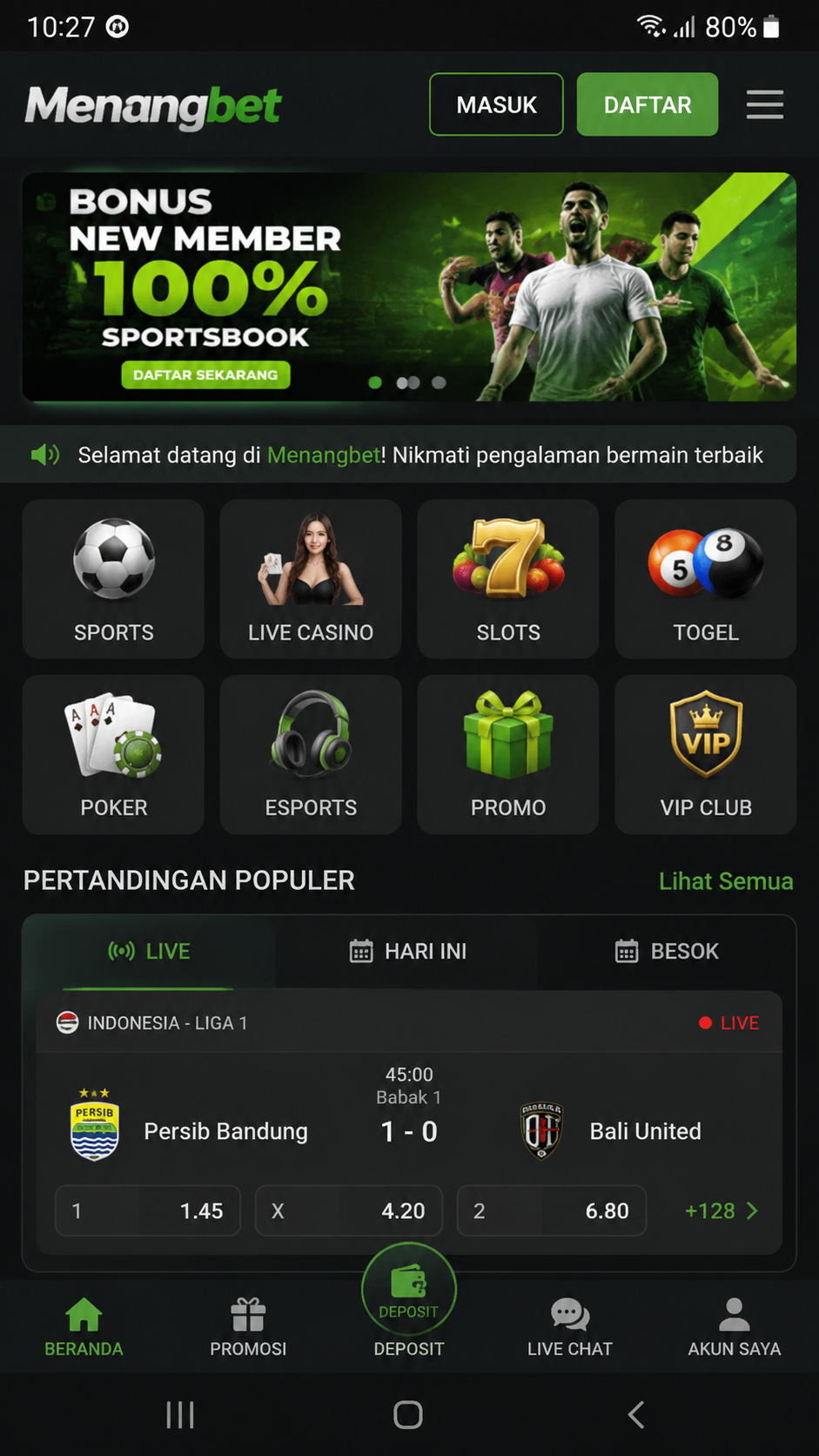 Menangbet screenshot 1