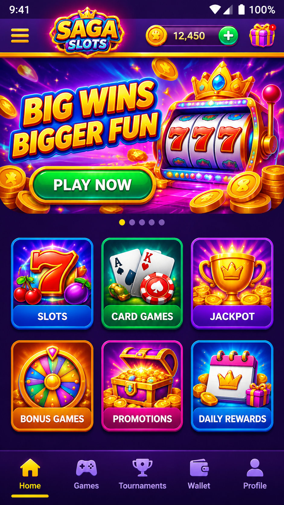 Tangkapan layar Saga Slots 1