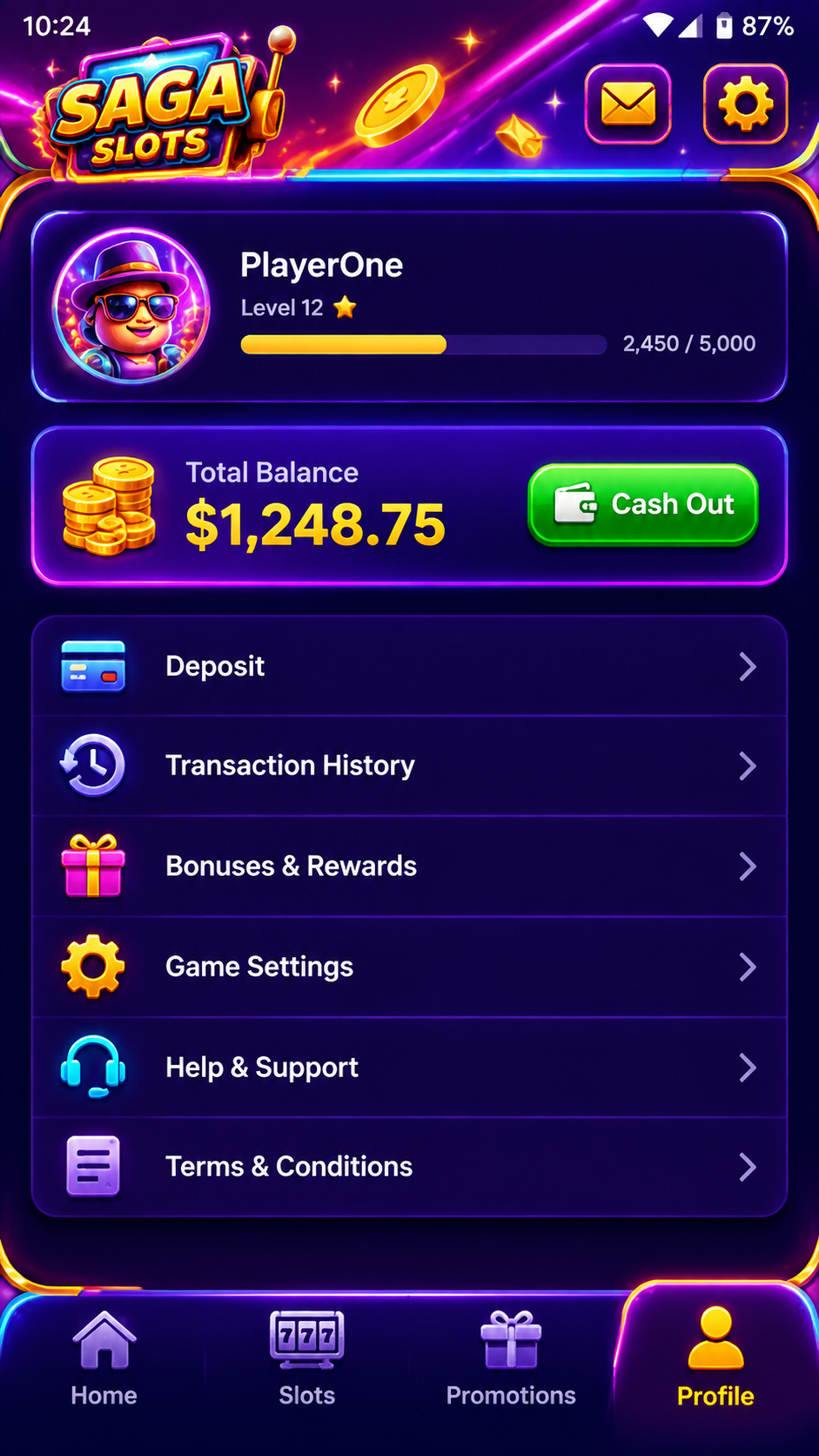 Tangkapan layar Saga Slots 3