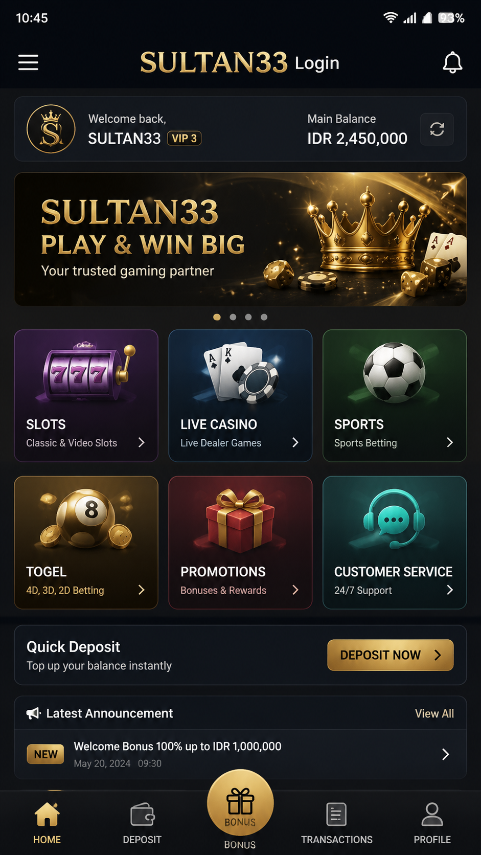 SULTAN33 Login screenshot 2