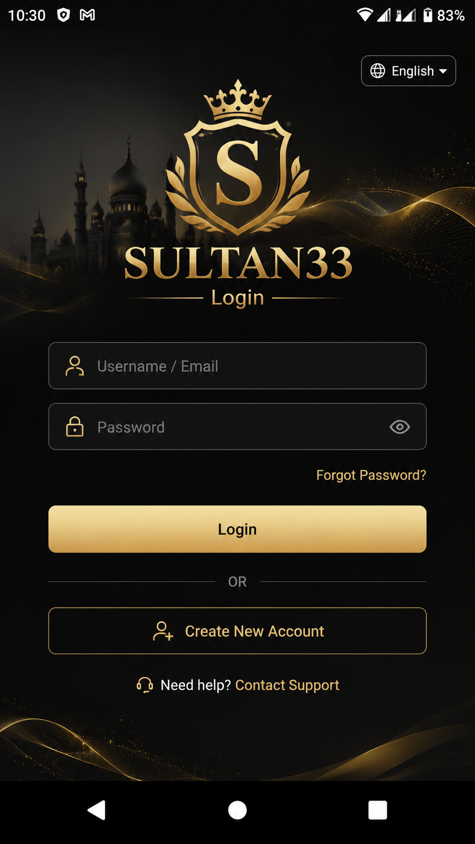 SULTAN33 Login screenshot 1