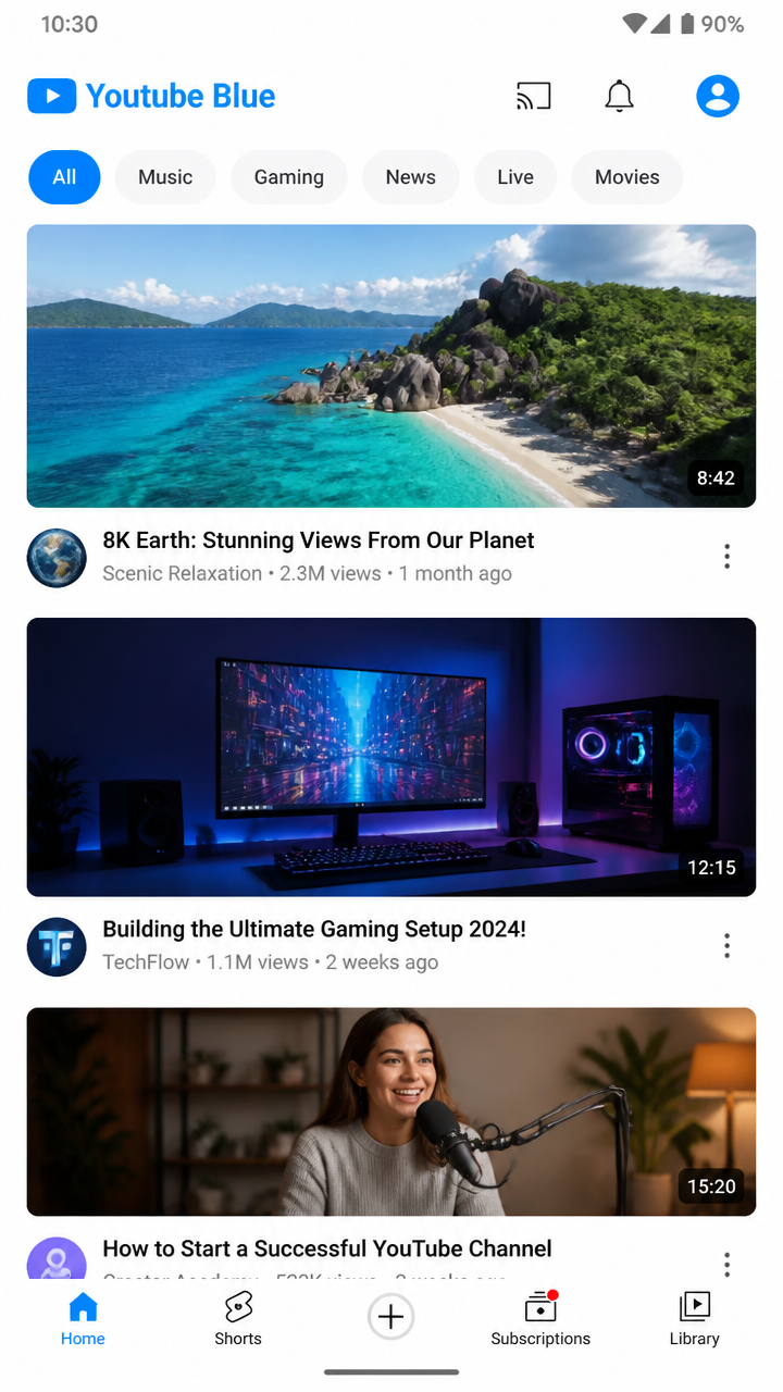 Youtube Blue screenshot 1
