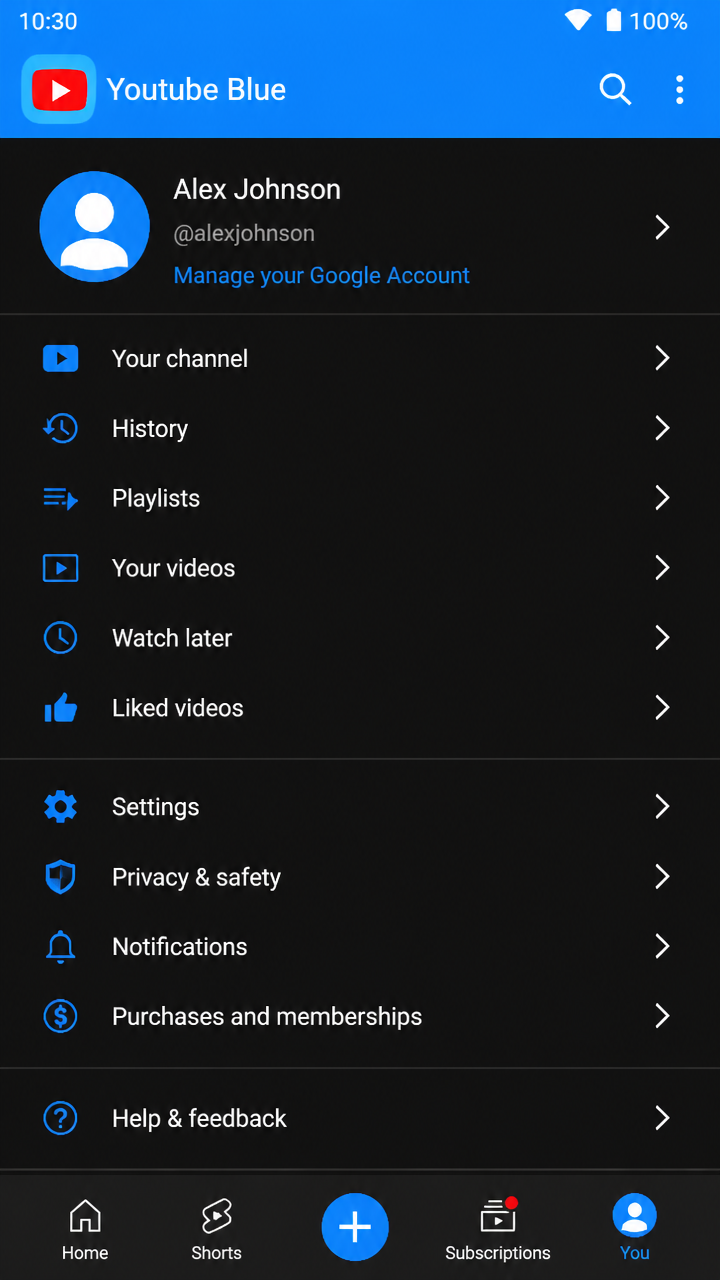 Youtube Blue screenshot 3